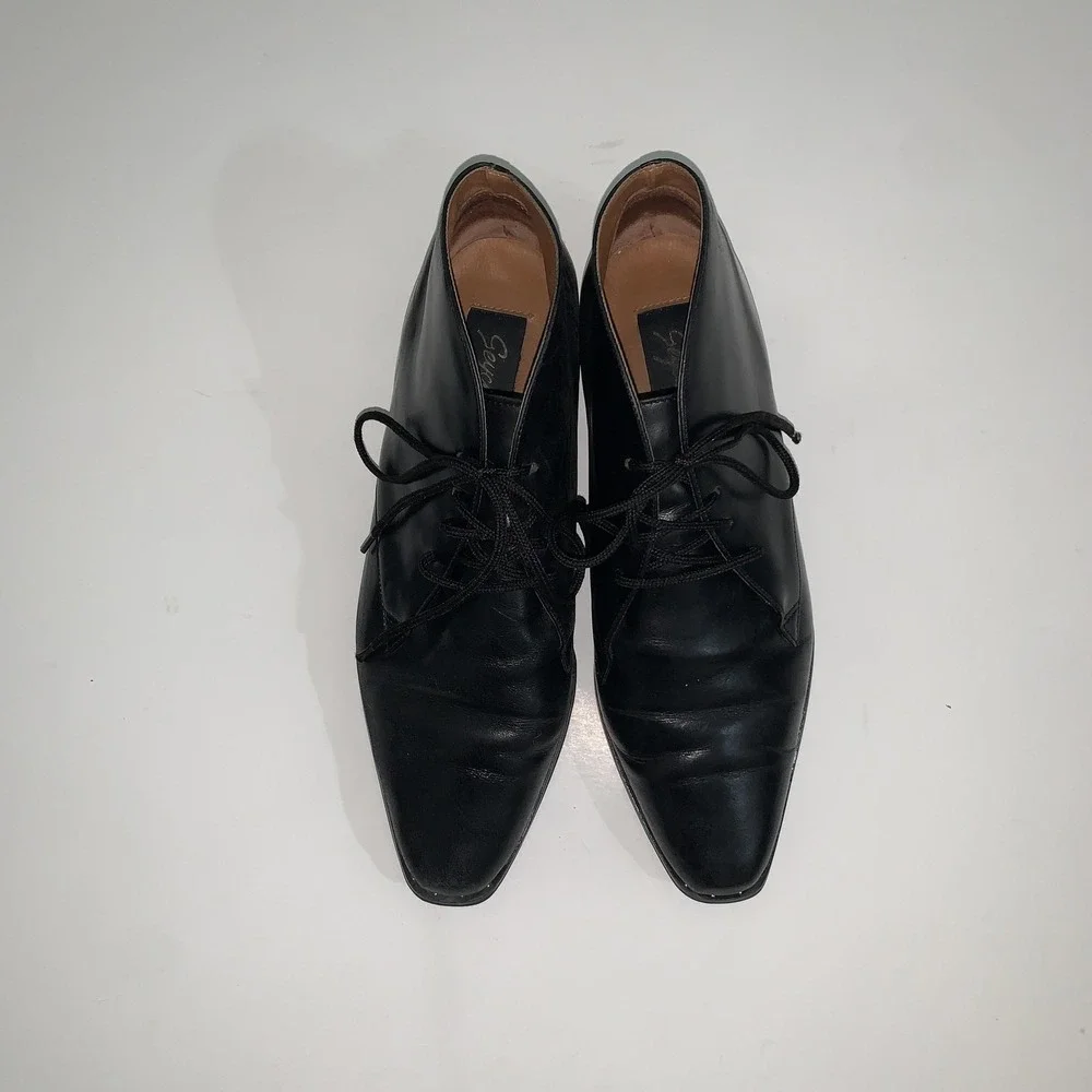 Seychelles Boots Womens 10 Black Leather Abby Ankle Lace Up Block Heel Booties